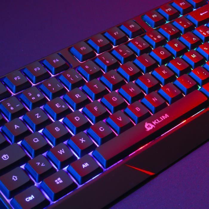 Klim chroma clavier sans fil gamer azerty français + durable, ergonomique, waterproof, silencieux, rétroéclairé - pc ps4 ps5 mac