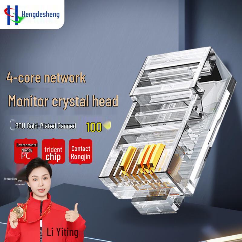Hengdesheng 8P4C 4-Core Network Monitoring RJ Connector, 100-Pack