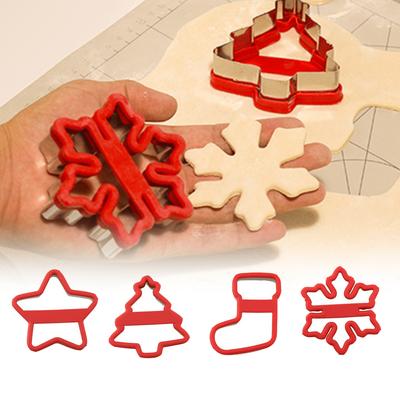 2/4 pezzi Tagliabiscotti Natalizi a Forma di Cartone Animato Strumenti per Cottura a Mano Anti-Pressione Taglierina per Pasta Biscotti Fai da Te Stampo per Torta Fondente