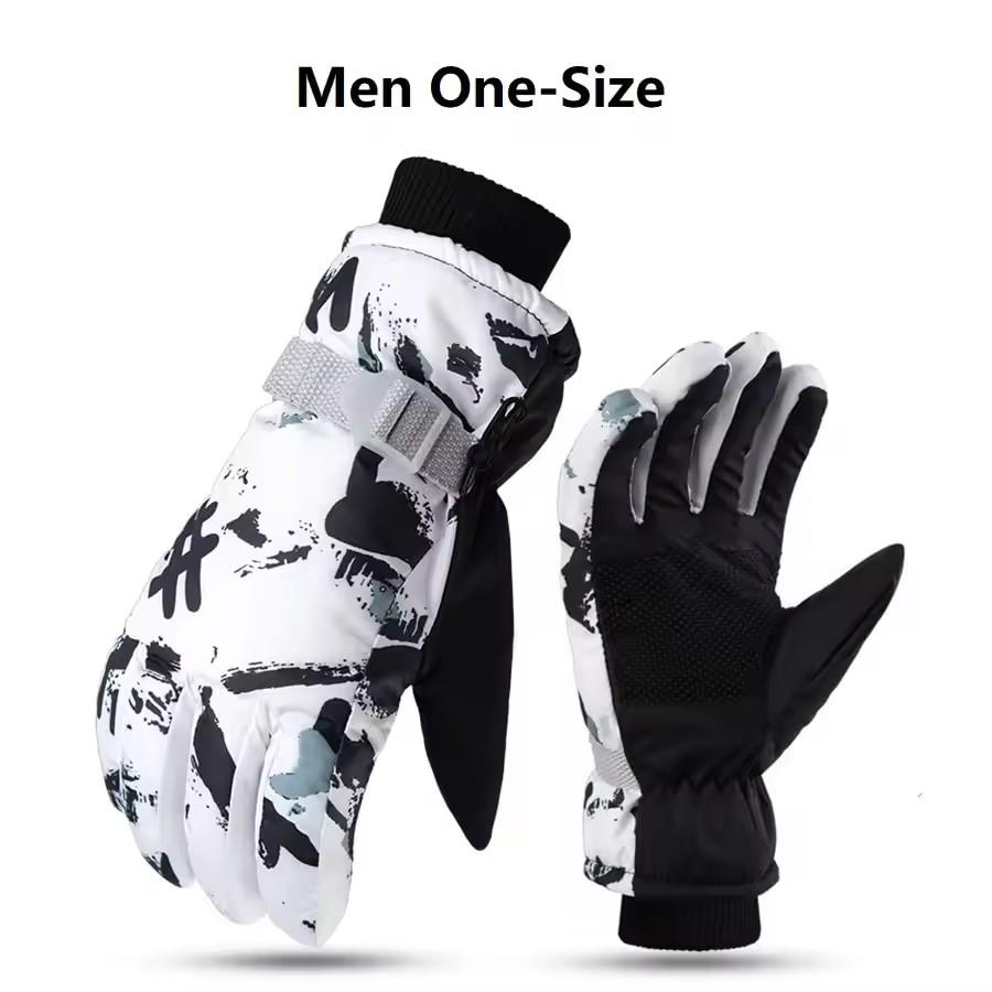 Winter Snowboard Ski Gloves Windproof PU Leather Non-slip Touchscreen Gloves Waterproof Cycling Fleece Warm Motorcycle Gloves
