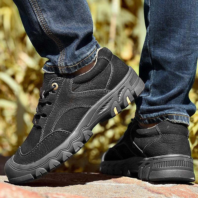 Youth Sports Casual Shoes Men's First Layer Frosted Cowhide Middle-Aged Soft Bottom Outdoor Mountaineering Travel Shoes Men's Genuine Leather