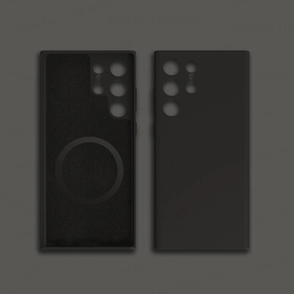 

Для Magsafe Liquid Silicone Case для Samsung Galaxy S24 S23 S22 S21 Ultra Fe Magnetic Wireless Charge Soft Back Cover Protective For Samsung S23Ultra чорний