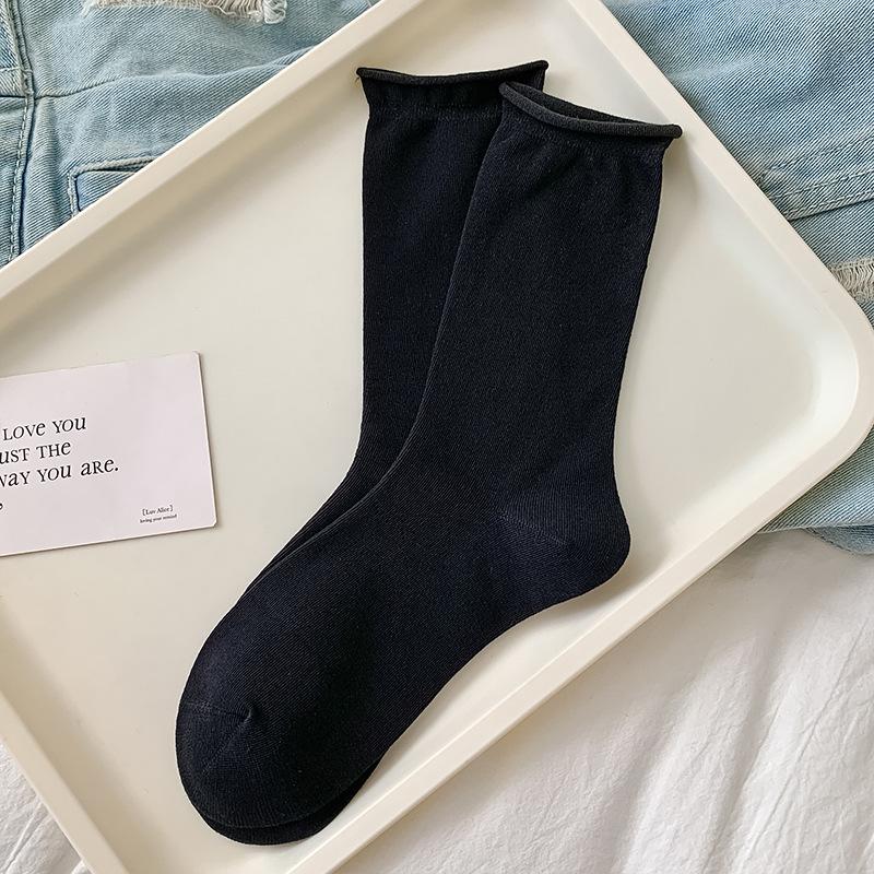 

Женские носки для беременных из мягкого хлопка с подвернутым краем - Универсальный весенне-осенний JK-стиль One Size