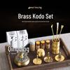 Antique Brass Incense Kit: Spoon, Shovel, Ash Press, Seal Stamp - Entry-Level Ceremony Tools & Supplies.