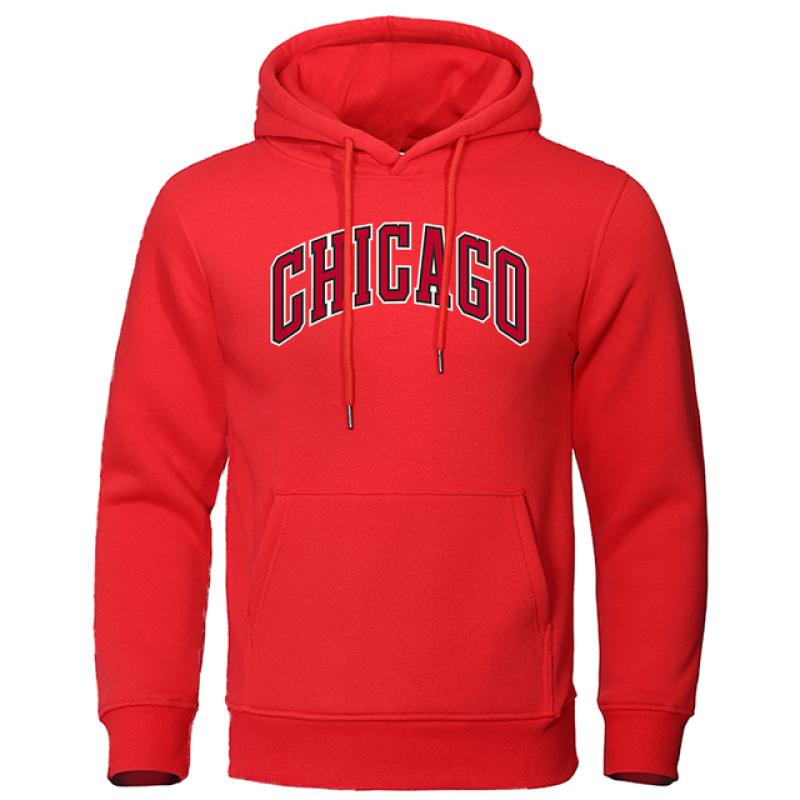 Chicago Basketball Uniform Straße Gedruckt Hoodie Männer Persönlichkeit Lose Kleidung Tasche Pullover Mit Kapuze Weiche Bequeme Hoody