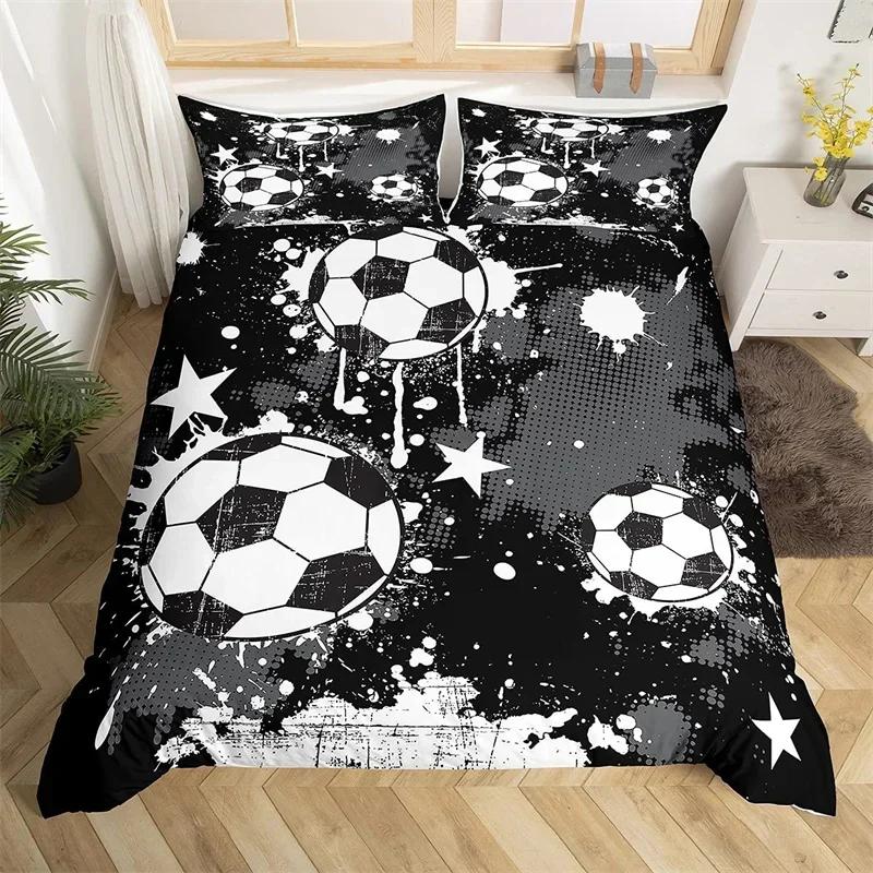 Fußball Handgezeichnete Skizze Fußballflagge Bequemer Bettbezug Kissenbezug Bettwäscheset Kinder Schlafzimmer Dekoration Heimtextil