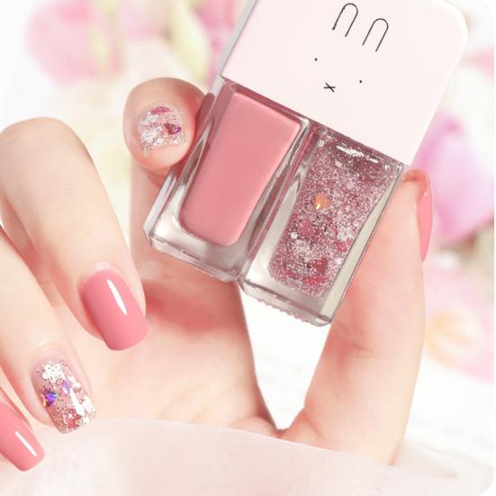 6ml x 2 Nail Decoration Water-proof Dry Quickly Resin 2 in 1 Nail Polish Set for Beauty