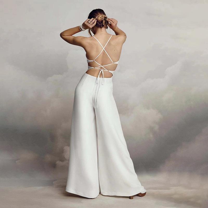 Women's Summer Sleeveless Camisole V-Neck Hip Wrap Backless Jumpsuit