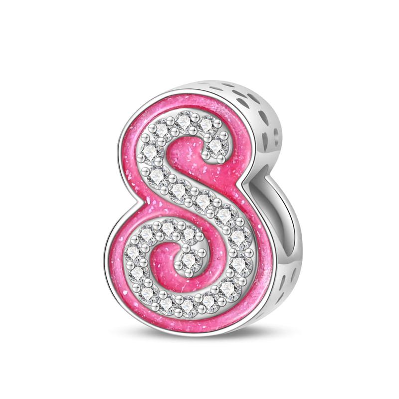 New In Copper Color Zircon Collection Pink 26 Letters Bead Charms Compatible With Pand 3mm Bracelets Do It Yourself Charm Pendant Woman Jewellery