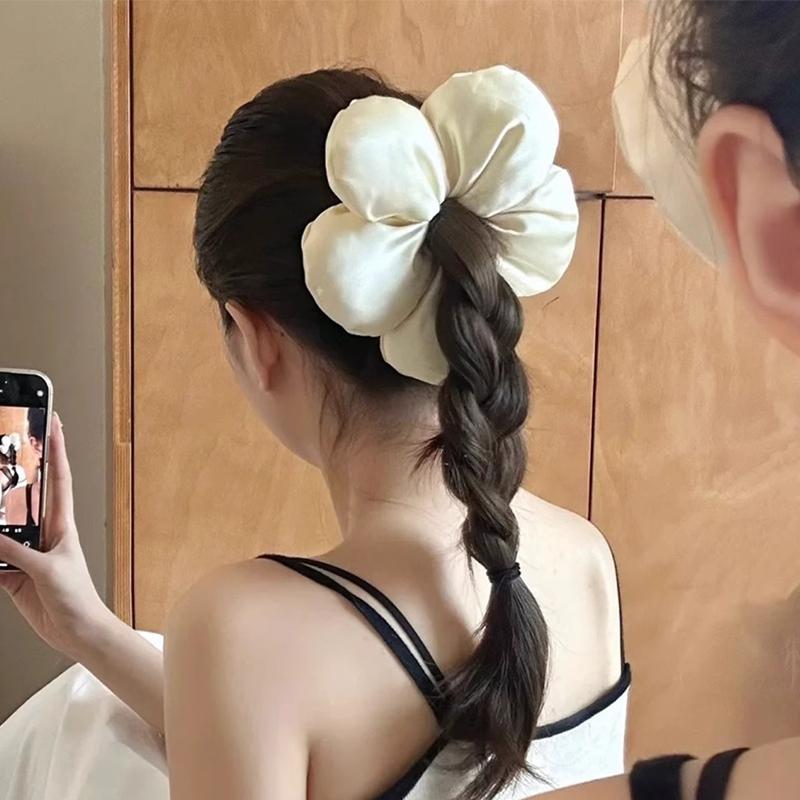 Chouchou à fleurs exagérées, style coréen, accessoire tendance pour cheveux de vacances, pour femmes et filles