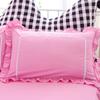 A Pair of Solid Color Lace Pillowcases for Student Dormitory Brushed Princess Style Pink Ruffled Pillowcases