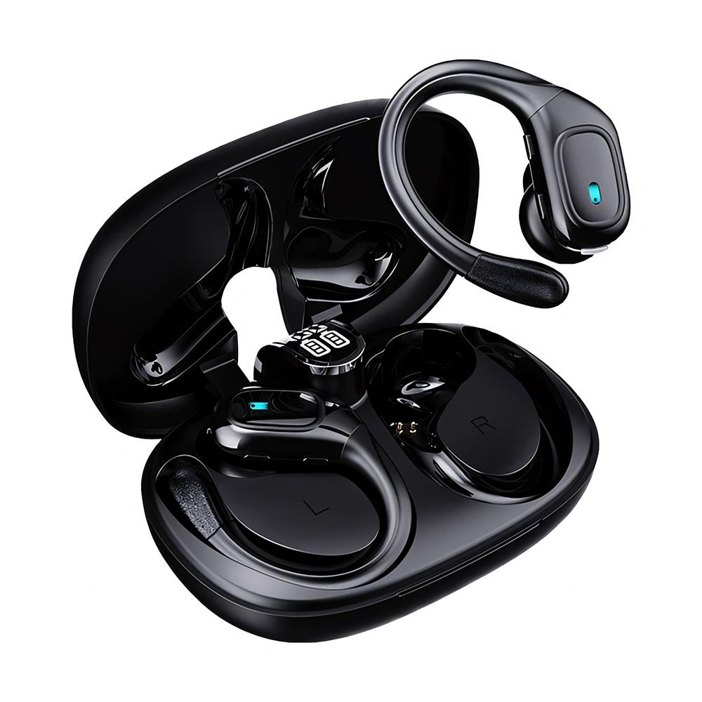 Wireless Bluetooth 5.4 Earbuds with Ear Hooks, 90H Playtime, ENC Noise Cancelling Mic, 3D Deep Bass, Semi-Open Sports Headphones for iOS & Android