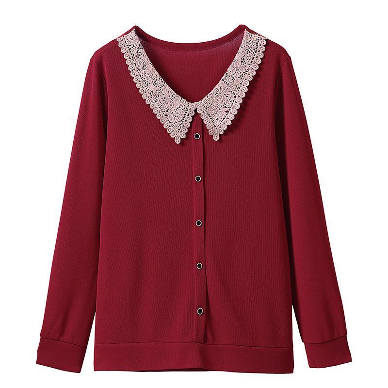 Middle Age Mom Wear Base Layer Women Cross Border Spring Autumn Long Sleeve T Shirt Plus Size Loose Fashion Top