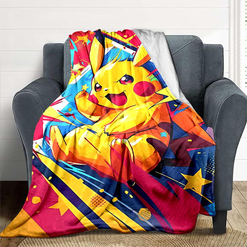 1pc Pikachu Energy Soft & Warm Flannel Blanket, Multi-Purpose Throw Blanket for Couch, Sofa, Office, Bed, Camping, Travel 137