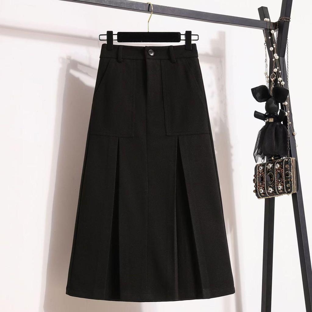 2025 Plus Size Retro Midi A-line Skirt: High Waist, Slimming, Versatile Women's Fashion for Autumn/Winter