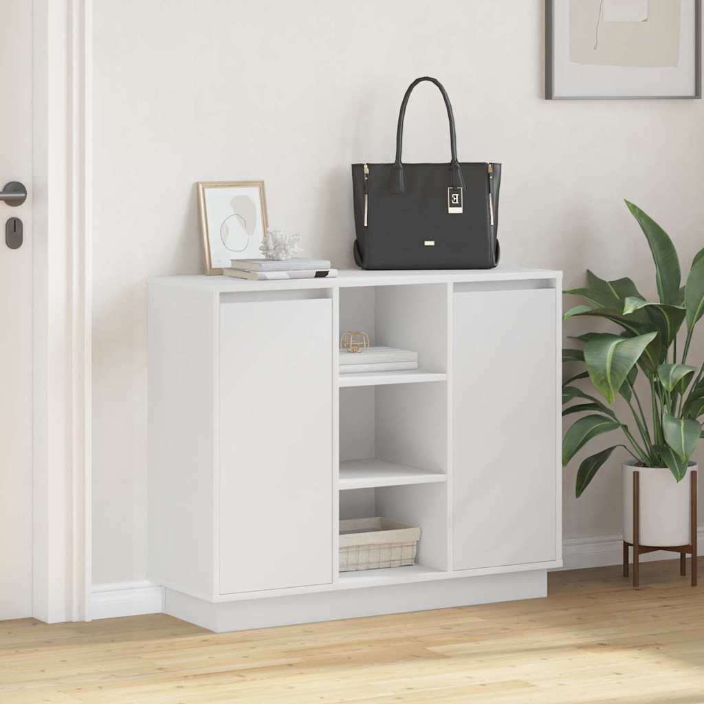 LED Sideboard Weiß 90 x 32 x 75 cm Spanplatte