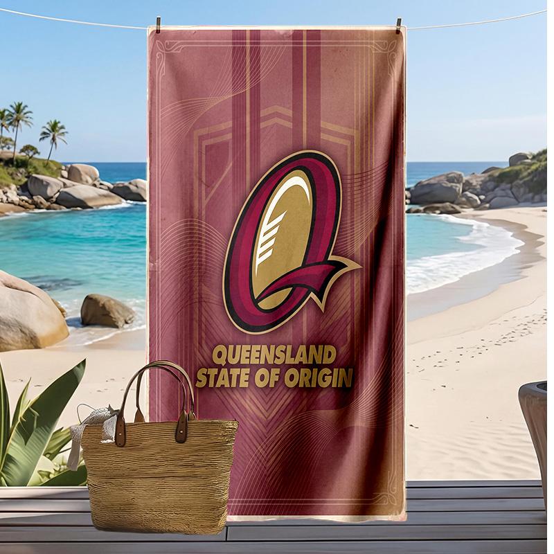 Queensland Maroons Druck Strandtuch Weich Tragbar Schnell?Trockenes Handtuch für Pool Sommerurlaub Outdoor Sport