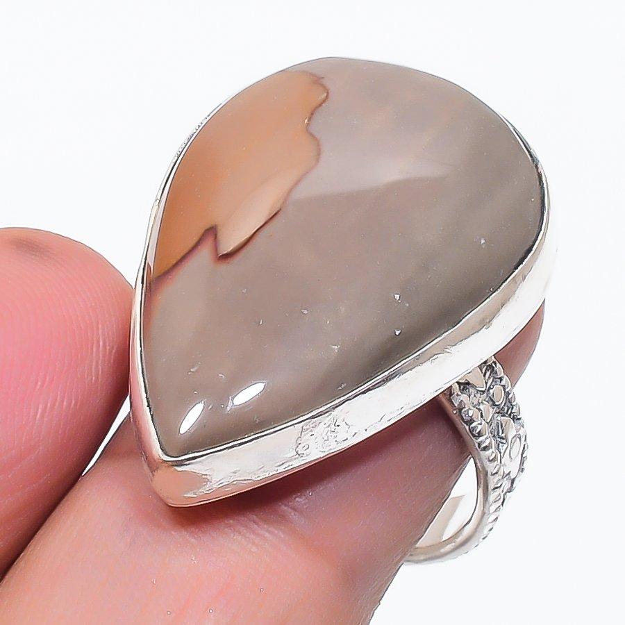 

Натуральный камень Яшма Пикассо Ювелирное изделие из серебра 925 пробы Кольцо Размер 8 P0f24