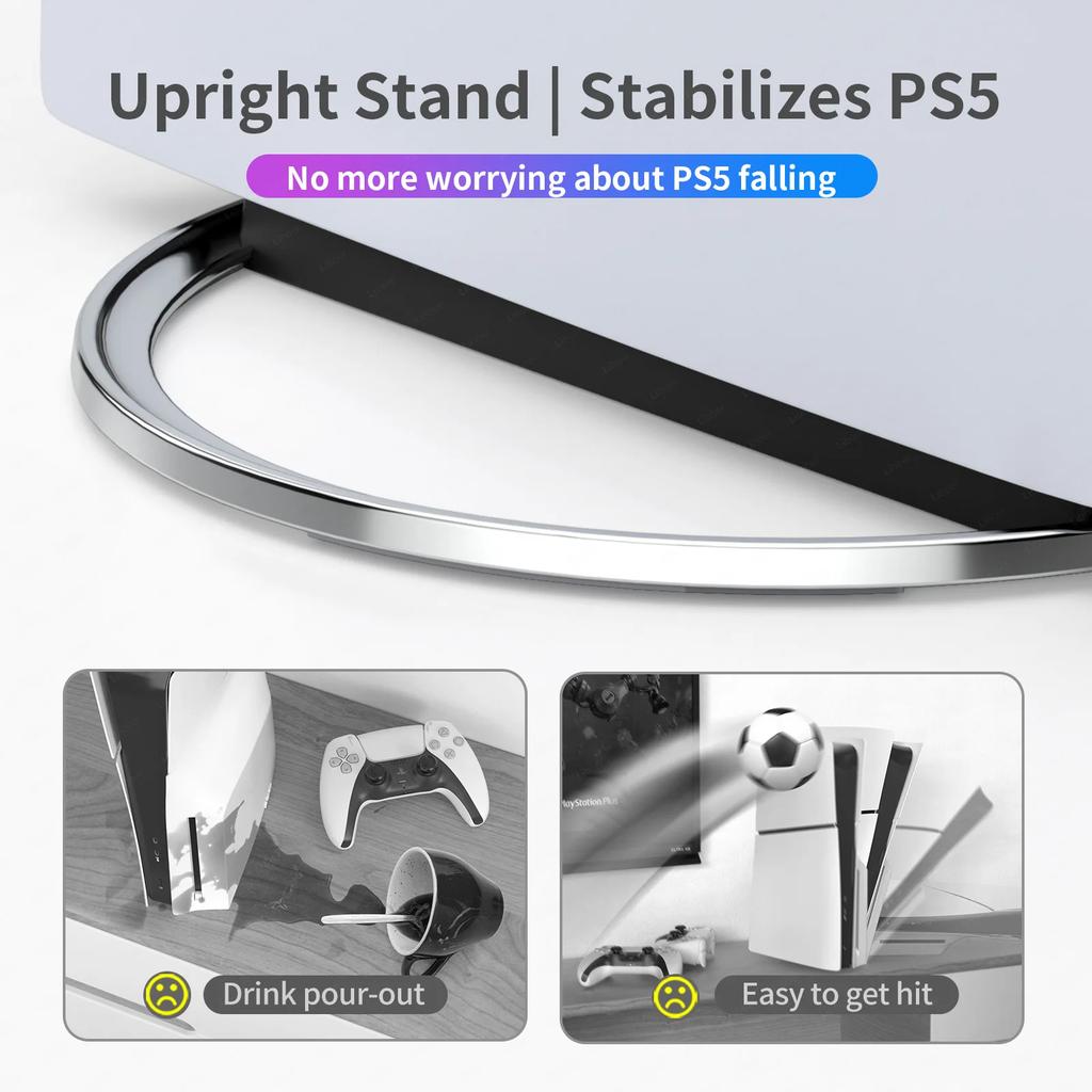 Portable Metal Vertical Stand for PS5 Slim/Pro Digital Disk Version Anti-Slip Base Holder for PS5 Pro Console Accessories