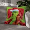 Green Christmas Grinch Pillow Cushion Cover Pillowcase Living Room Sofa Home Decorative Pillowcase