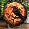 Gothic Halloween Metal Wall Art Crow Red Moon Plaque Party Gift Decor