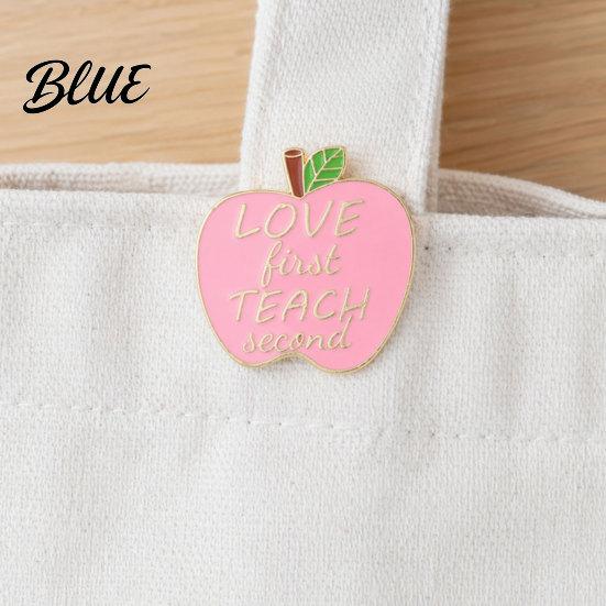Canvas Bag Accessory Brooch Pin Enamel Teacher-Themed Fruit Shape Lapel