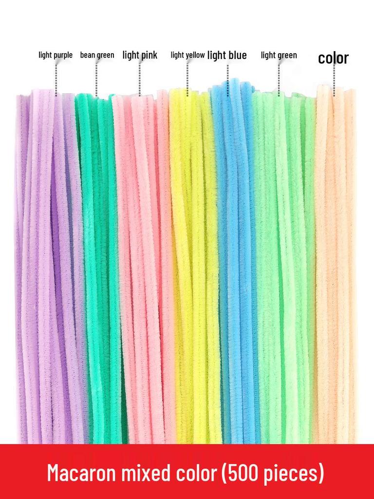Colorful DIY Chenille Pipe Cleaner Bouquet - Plush, Handmade Spring Craft Pack In Macaron Shades for Children