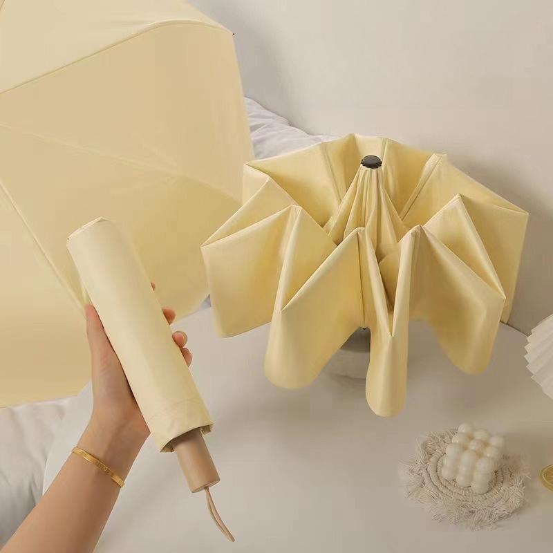UV Protection Tri-fold Manual Handle Umbrella Vinyl Sunscreen Sun and Rain Dual-purpose Sun Umbrella Folding Umbrella