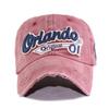 Cotton Washed Baseball Cap Orlando Embroidered Patch Hat, Fire Men's and Women's Hats Adjustable