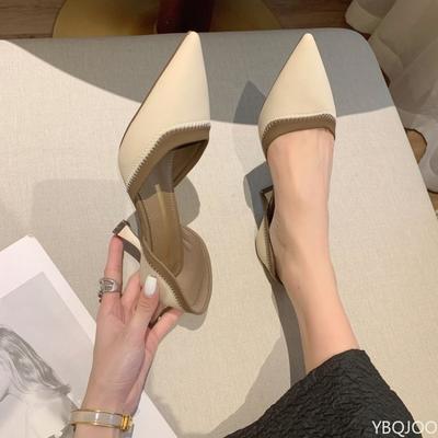 Nieuwe Elegante Zomer Hoge Hakken Puntige Dames Sandalen Dagelijks Casual Fijne Hakken Kleurblok Elegante Enkelschoenen