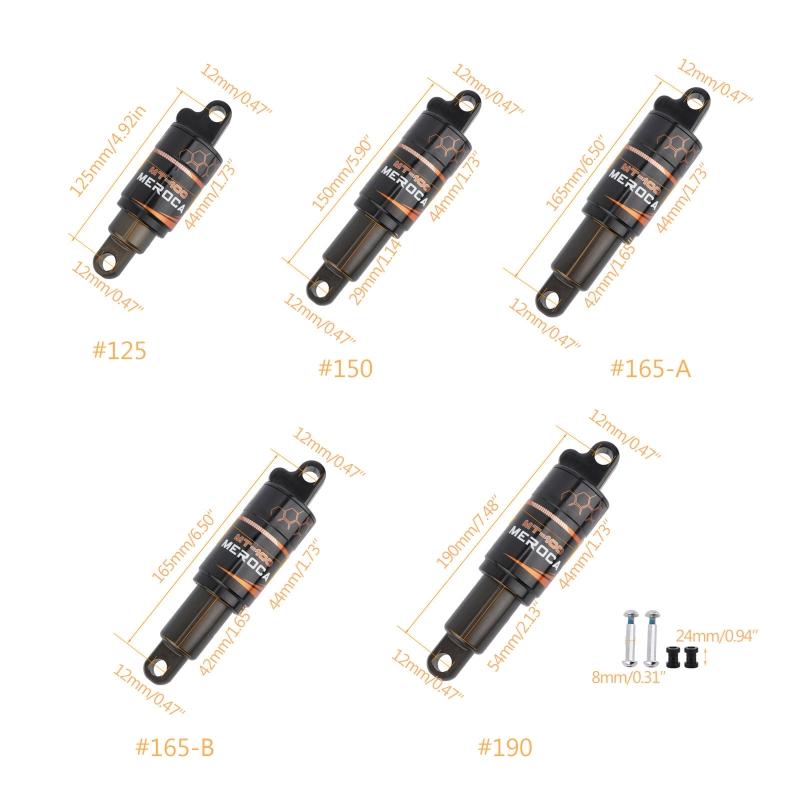 Anti-corrosion 125mm / 150mm / 165mm / 190mm Mountain Bike Spring Rear Shock Air Chamber MTB Folding Bike Shock Absorber