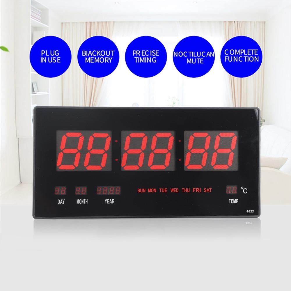 Black Digital Wall Clock LED Screen Perpetual Calendar Clock High Quality LED Wall Clock Home Use