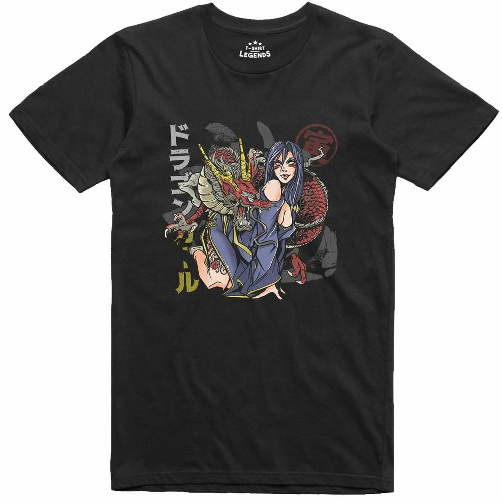 

T-Shirt Anime Pour Homme Dragon Fille Manga Japonais Geek Coupe Régulière 2XL