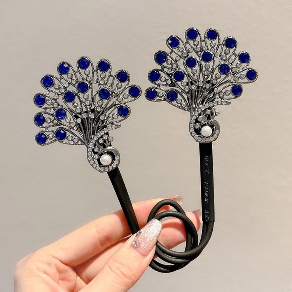 Fashion Pearl Peacock High-end Headbands Updo For Women Party Meatball Head Accessories Girls H X0K8