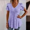Summer Solid Color Comfortable Casual V-Neck Short Sleeve T-Shirt for Women