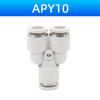 AirTAC Pneumatic Quick-Fit Tube Connectors: Y-Type & T-Type, APY/APE Sizes 4-16