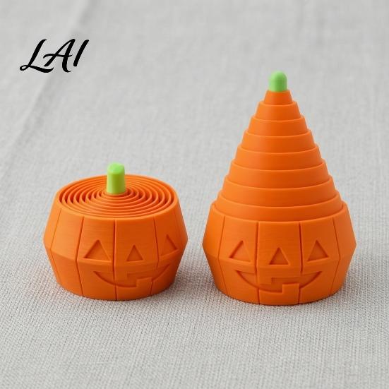 Halloween Holiday Decorations Pumpkin Stress Toy Retractable Spiral Fidget Sensory Toy for Kids Adults Adults 3D Printed Desktop Decoration Novelty