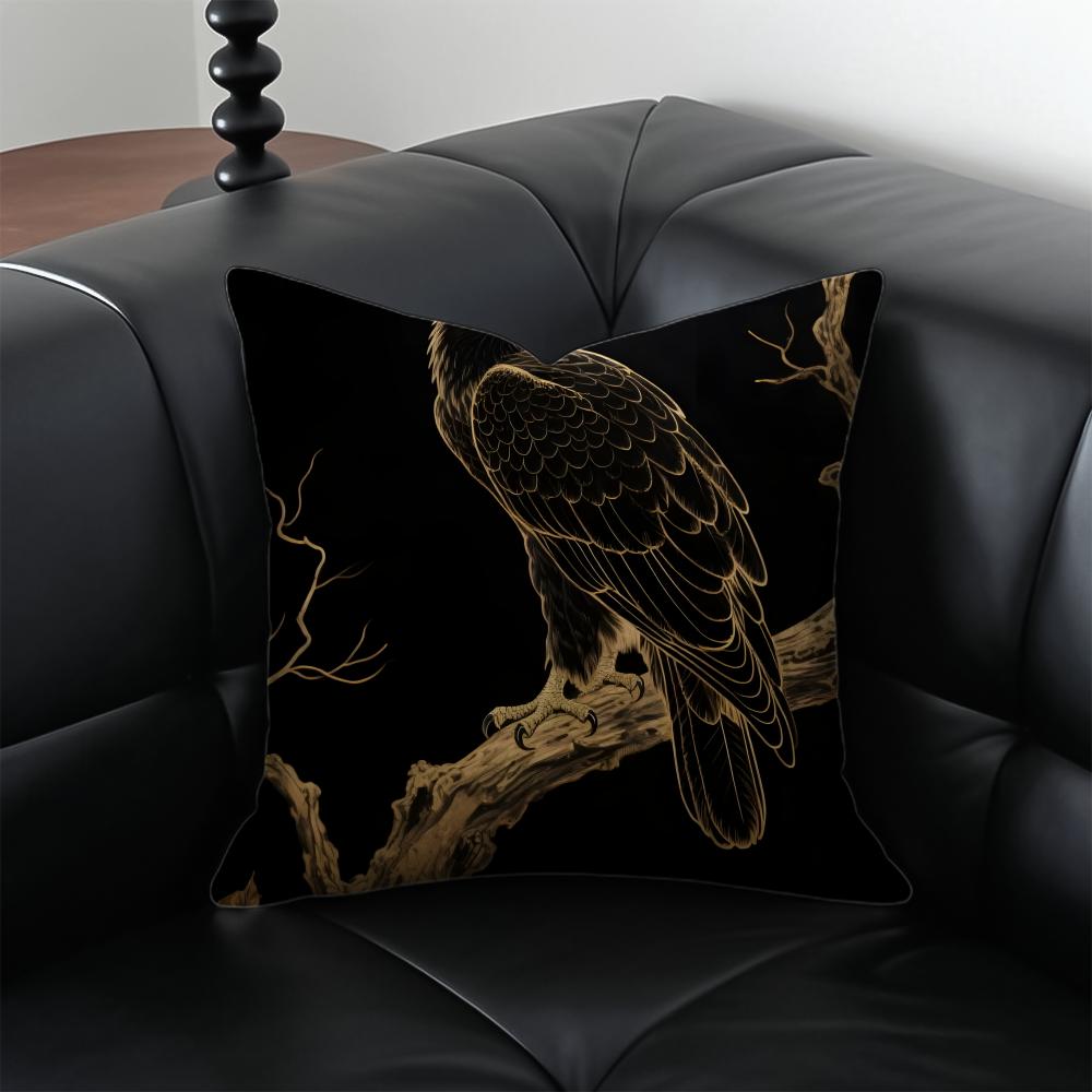 B-Black Gold Animal Pillow Luxury Decor Cushion Cushion Cover Pillow Case Anti-Dustmite Invisible Zipper Silky Plush Cushion