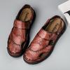 Sandals Shoes Men's Genuine Leather Summer Anti-slip Breathable Hollow Outdoor Sports Beach Shoes Casual Sandals