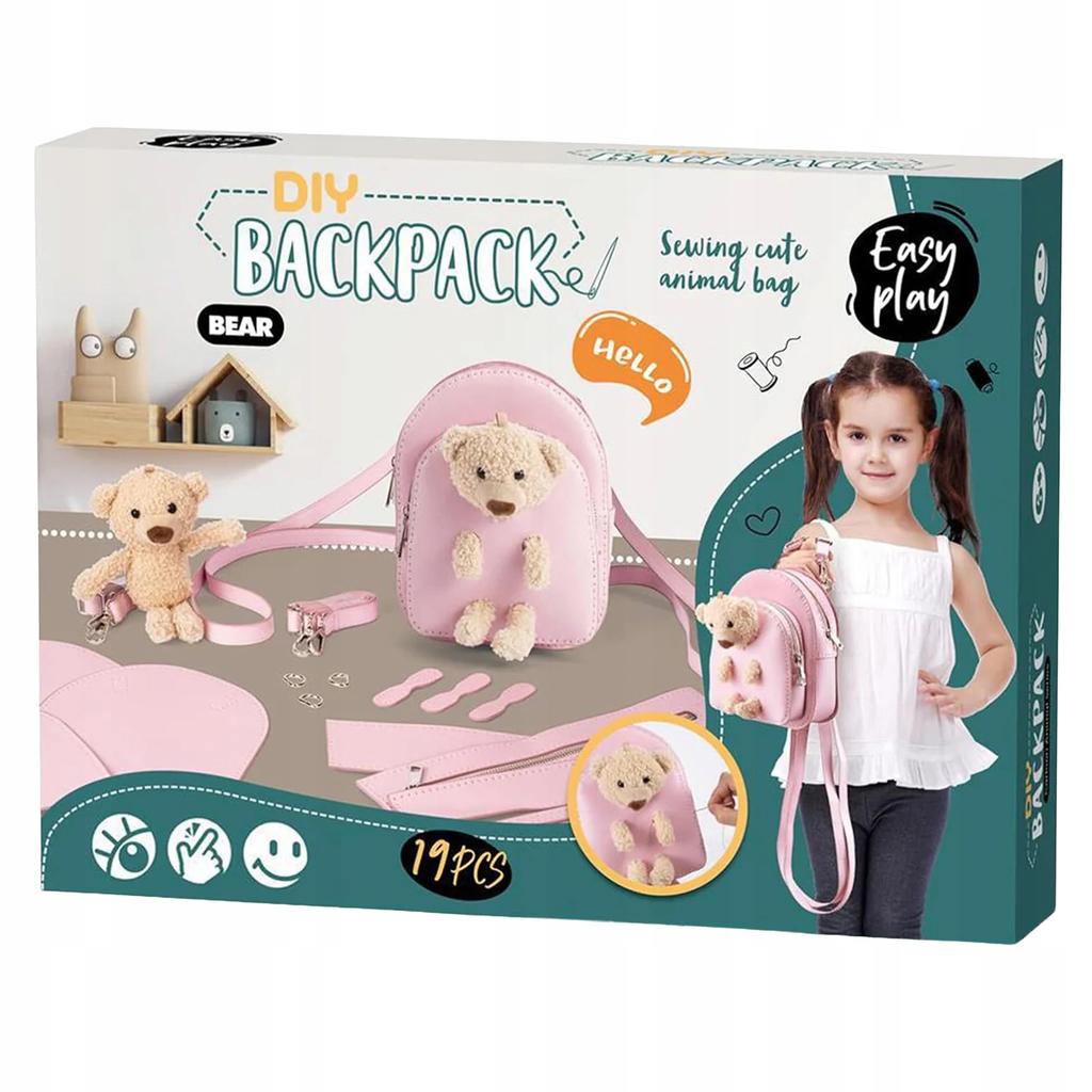 [PACZA] DIY Creative Backpack for Self-sewing with a Teddy Bear, 19 Pieces, Z3360