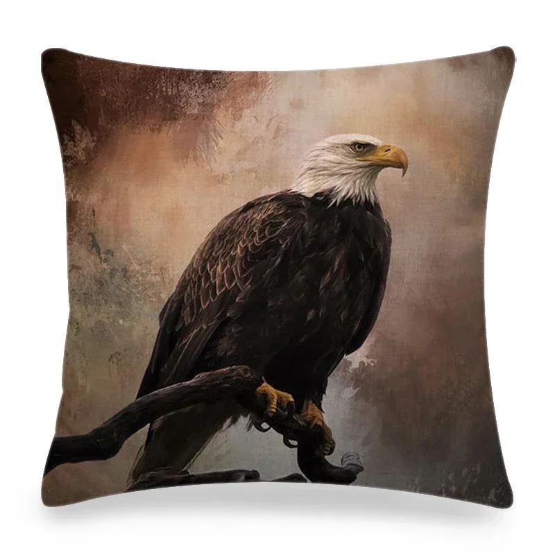 Funny Wild Animals Pattern Decor Cushion Cover 45x45cm Bear Eagle Fox Printed Linen Pillow Cover Home Decor Pillowcase for Couch