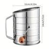 Hand-Cranked Stainless Steel Flour Sifter Handheld Baking Large Cup Type Semi-Automatic with Scale Can Filter Flour Mesh Sieve
