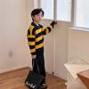Unisex Kids Thick Striped Knit Sweater Turn Down Collar