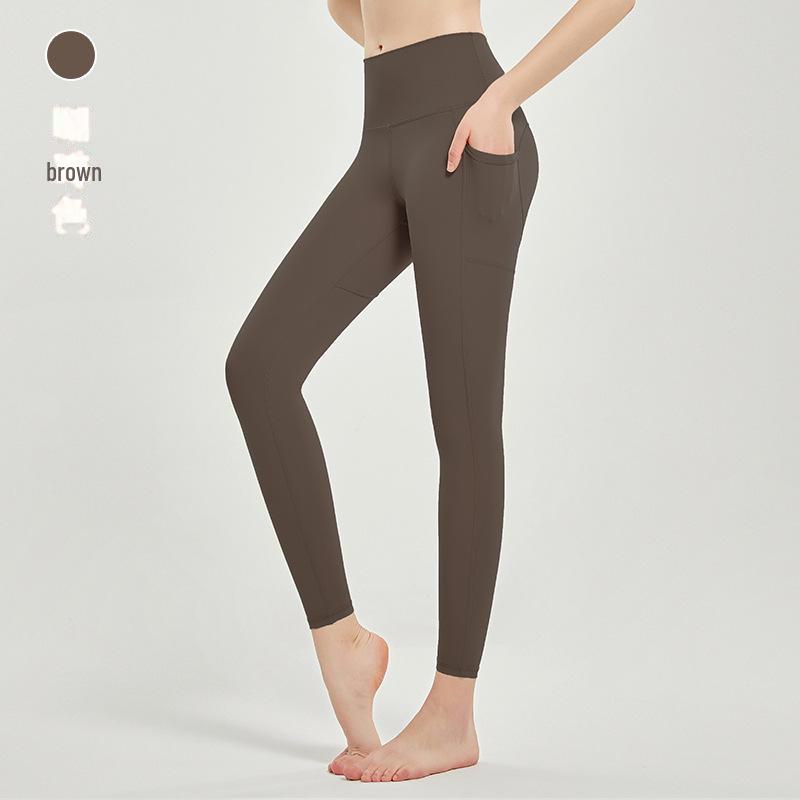 

Женские брюки для йоги с высокой талией и подъемом бедер персикового цвета Large