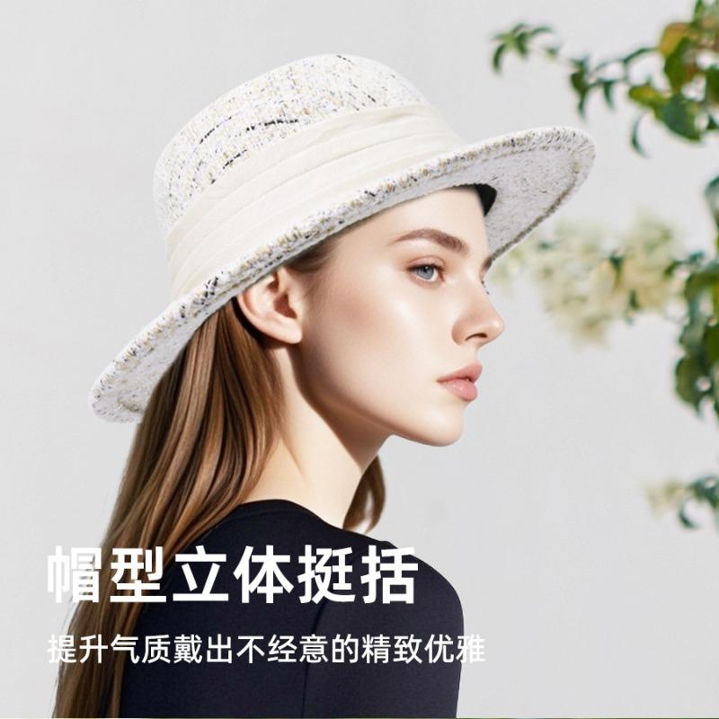 The New Model Shows a Small Face, Elegant and Not Monotonous, Retro, Exquisite Literary and Artistic Flat-top Woven Women's Sunshade Top Hat.