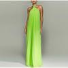 Party Dresses for Women Loose Halter Neck Lace-up Backless Sexy Satin Evening Dress Summer New Fashion Elegant Vacation Dress