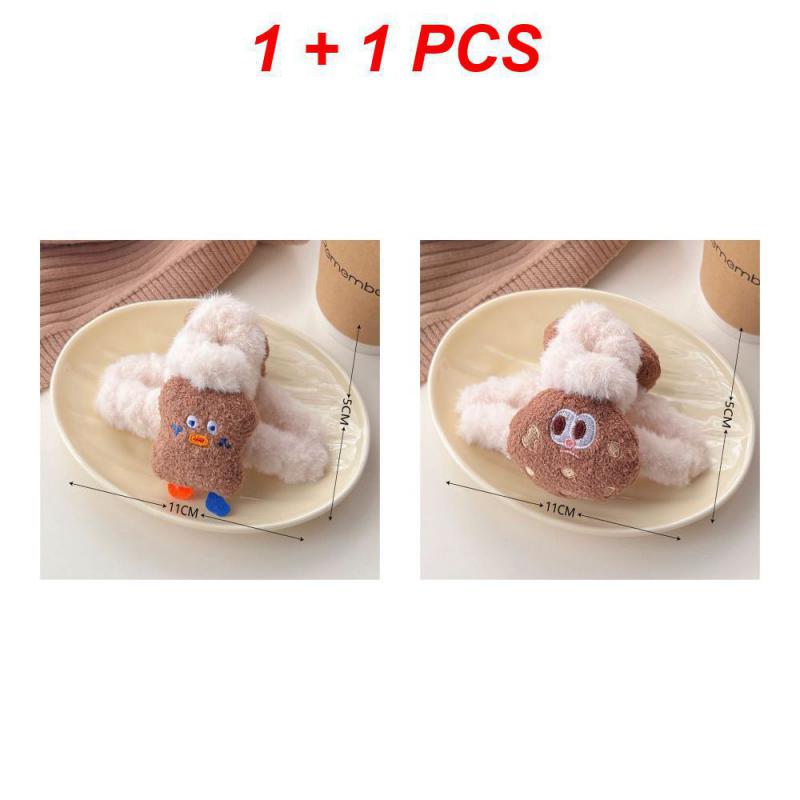 1/2/3Pcs Plush Heart Hair Clips For Women Autumn Winter Fur Hair Crab Clip Elegant Shark Hair Claws Headwear Hair Accessories