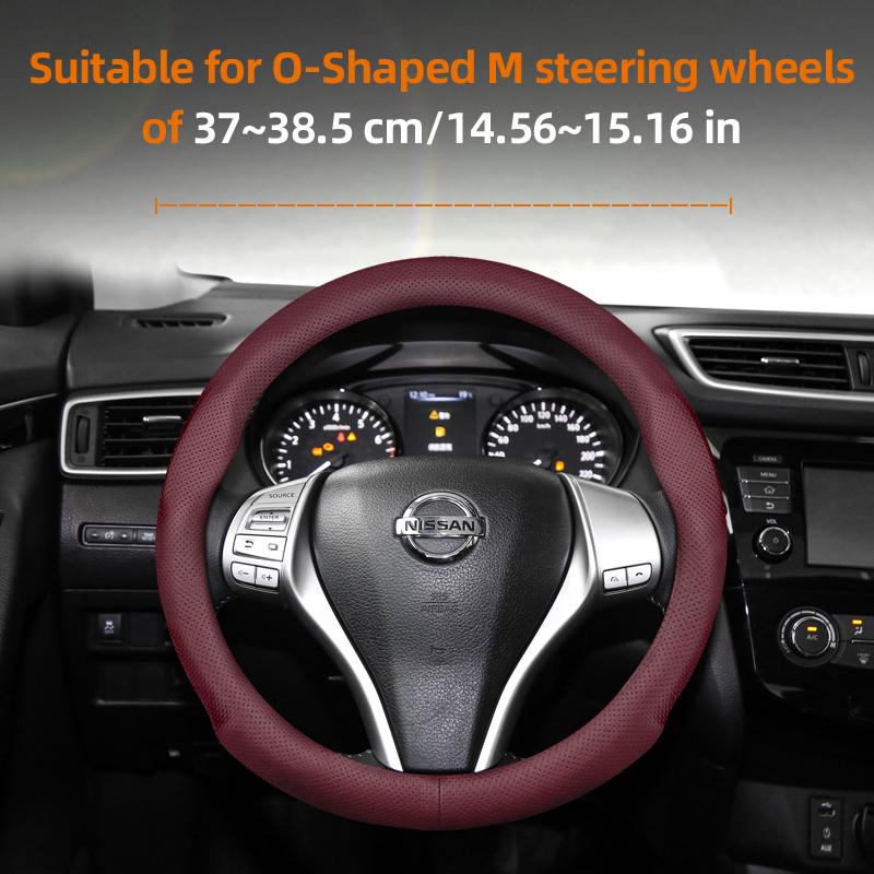 Suitable for Nissan Ultra-Thin Breathable Leather Steering Wheel Cover Suitable for Qashqai J10 J11 March Terrano2 Pathfinder R51 Note E12 Almera