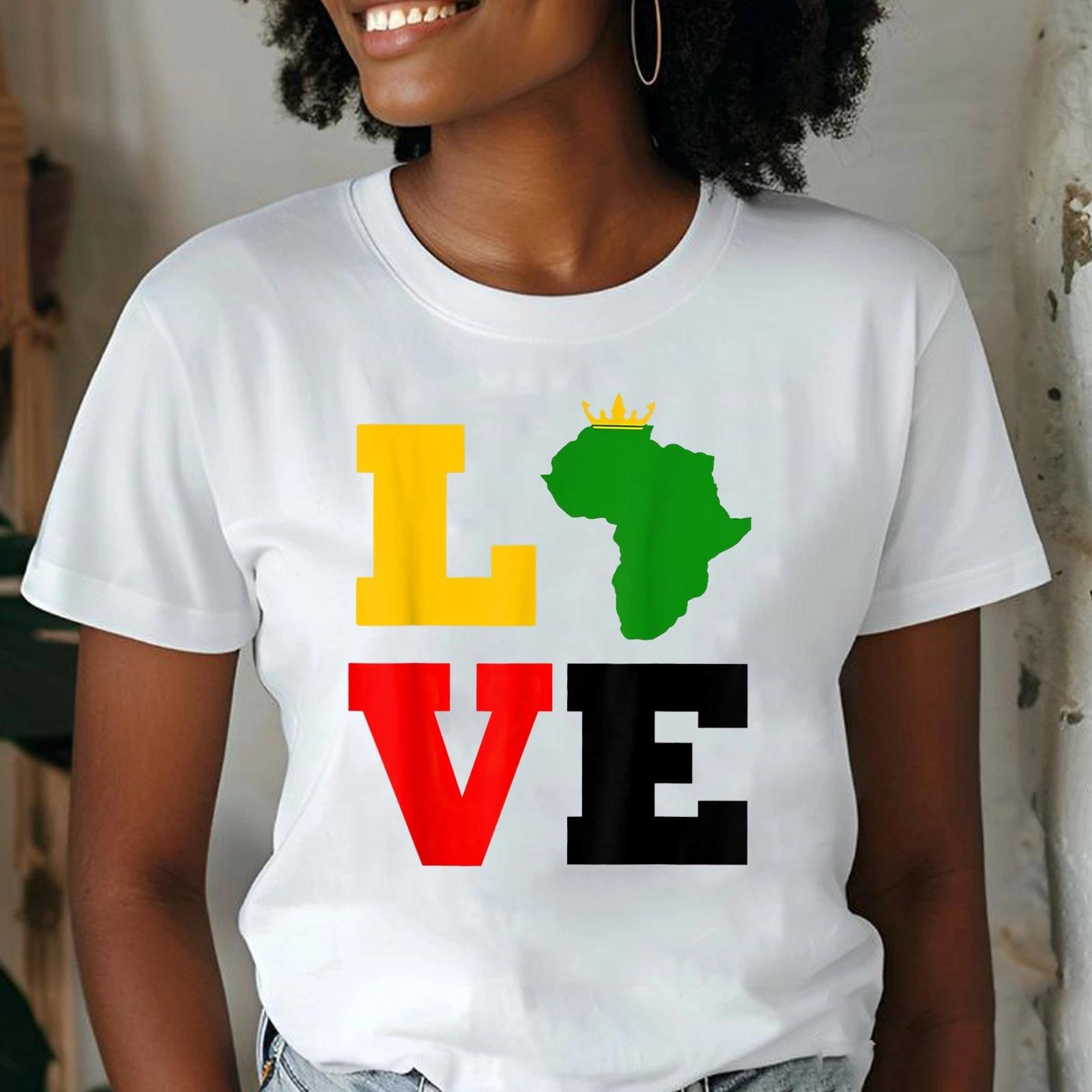 LOVE African Flag Color Tee, Retro Black History Month T-shirt, Black Live Pride S