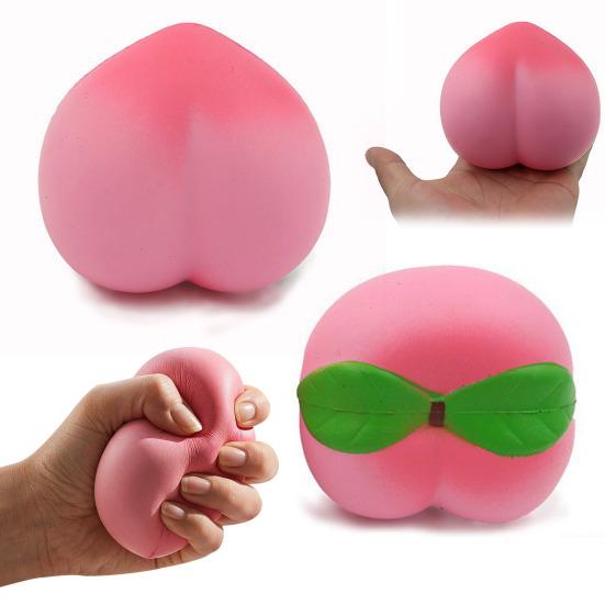 Peach Slow-Rising Squeeze Toy Soft PU Fidget for Stress Relief Realistic Fruit-Shaped Decompression Gadget Photography Prop Novelty Gift for Anxiety
